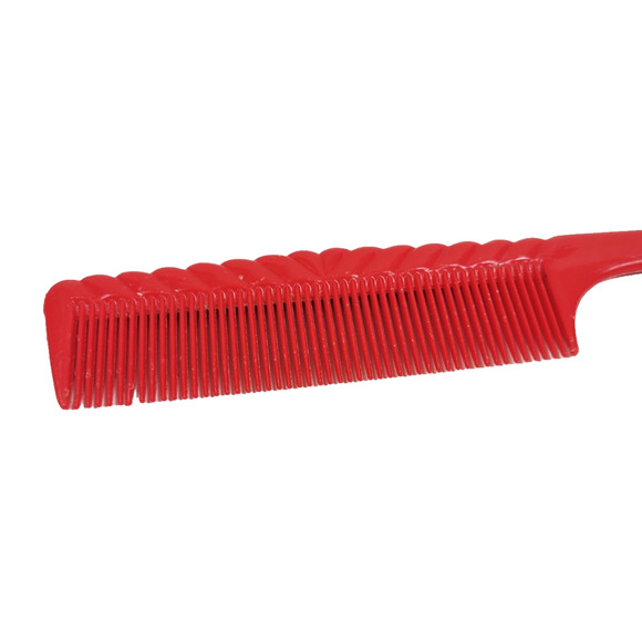 Vintage Hair Comb Unbreakable Rat Tail Teasing Plastic Retro 1980s USA Red 8" - Picture 5 of 7